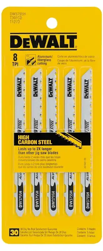 DeWalt 4 In. High Carbon Steel T-Shank Jig Saw Blade 8 TPI 5 Pk