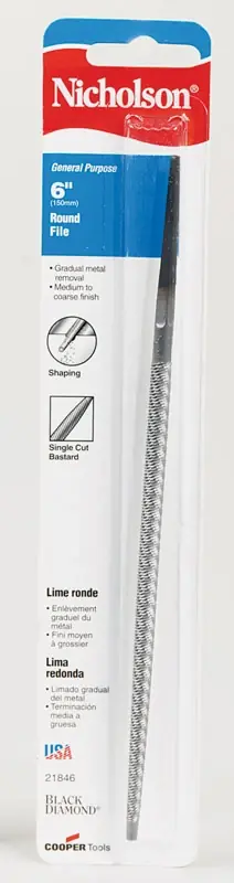 Nicholson Black Diamond Round Bastard File, 6 In.
