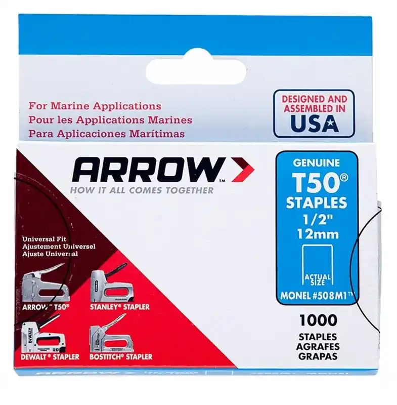 Arrow T50 3/8 In. W X 5/16 In. L 18 Ga. Flat Crown Heavy Duty Staples 1000 Pk