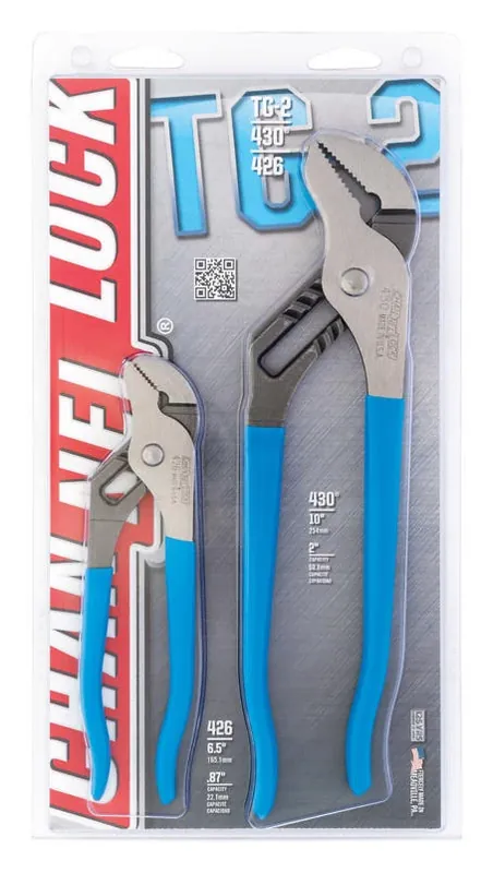 Channellock Dual‑Size Steel Tongue & Groove Pliers With Comfort Grip – 6½" & 10"