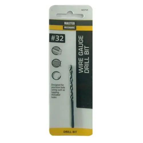 32 2-3/4 In. Wire Gauge Drill Bit, Black Oxide