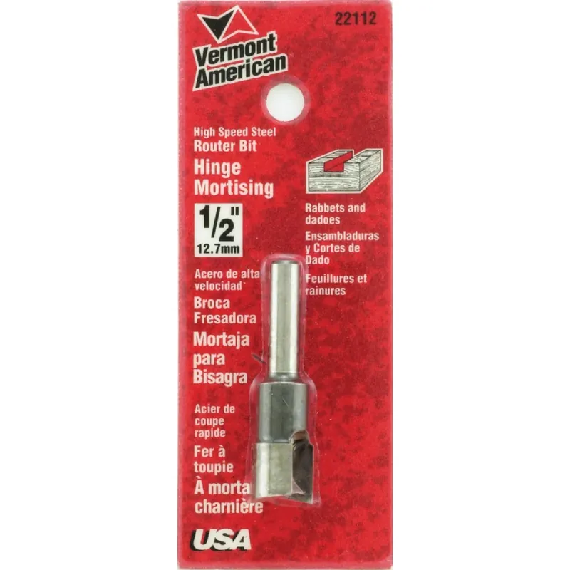 1/2 In. Carbide Tipped Mortising Bit, 2 In. Length, 1/4 In. Shank