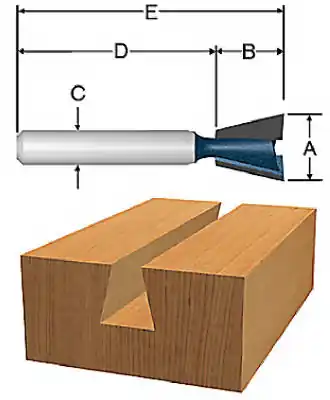 1/2 In. Carbide Tipped Dovetail Router Bit, Model 23114