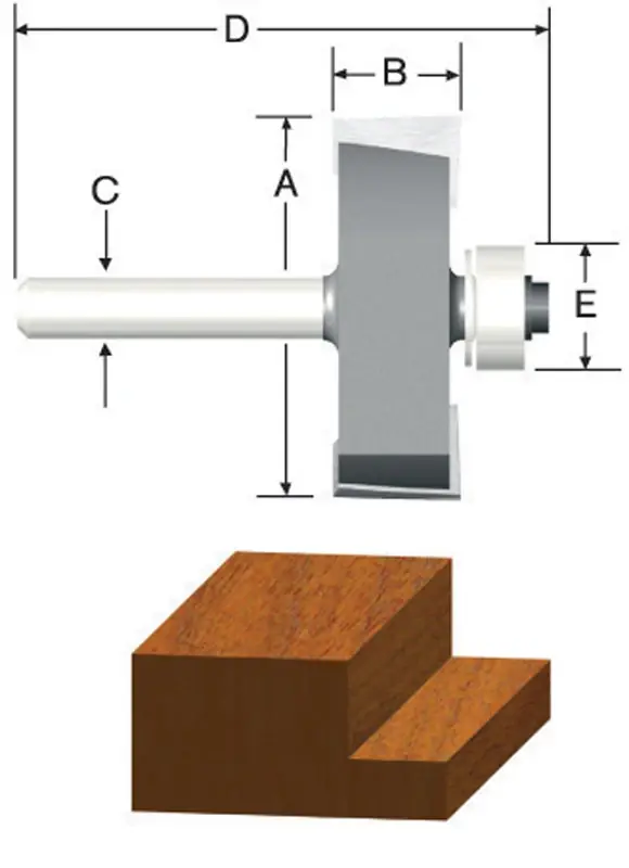 .5 X .5-In. 2-Flute Rabbeting Router Bit