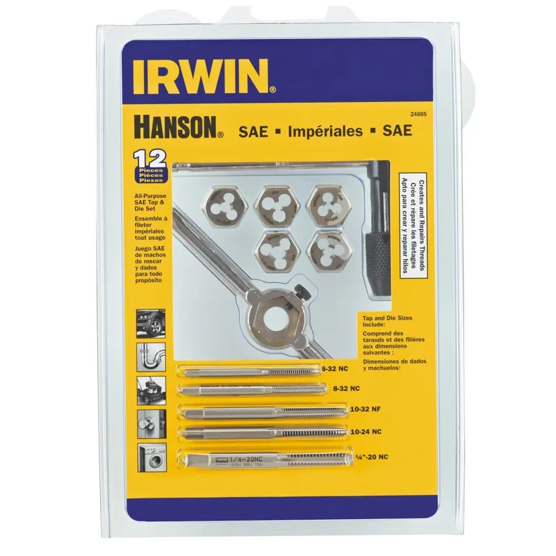 Machine Screw Fractional Tap & Hex Die Set, 12-Pc.