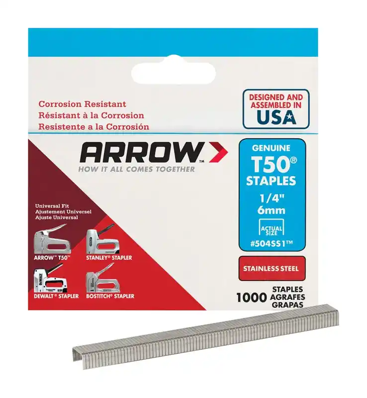 Arrow T50 3/8 In. W X 1/4 In. L 18 Ga. Flat Crown Heavy Duty Staples 1000 Pk