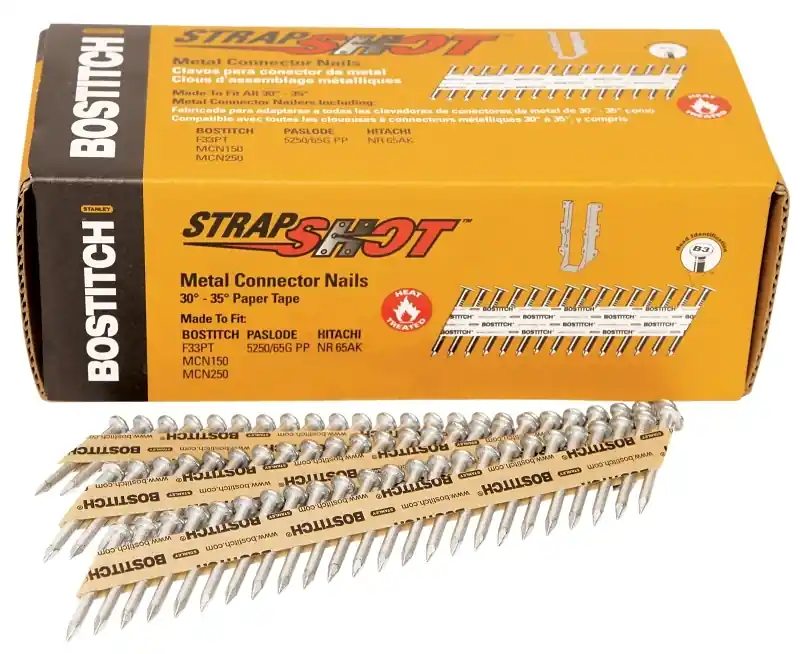 Bostitch StrapShot 1-1/2 In. L X 11 Ga. Straight Strip Galvanized Metal Connector Nails 35 Deg 1000