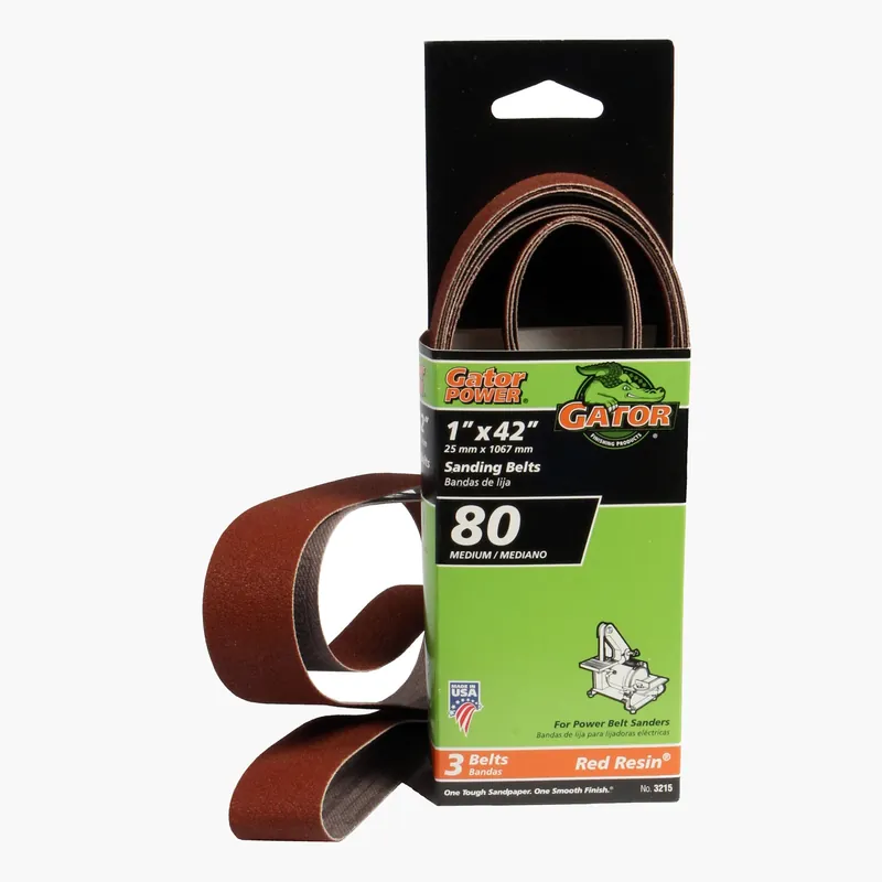 Gator 42 In. L X 1 In. W Aluminum Oxide Sanding Belt 80 Grit Medium 3 Pc