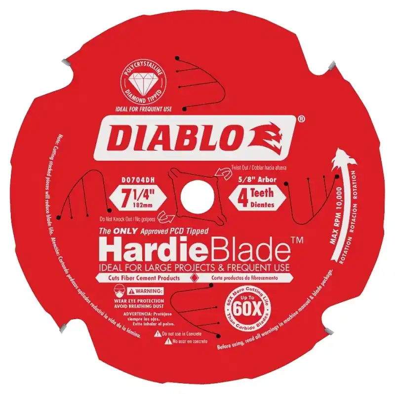 Diablo HardieBlade 7-1/4 In. D X 5/8 In. PCD Fiber Cement Blade 4 Teeth 1 Pk