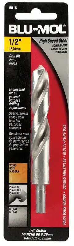 1/2 In. Diameter X 6 In. Length High Speed Steel Drill Bit With Round Shank