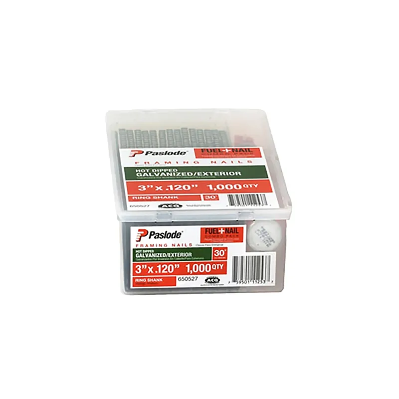 Paslode RounDrive 3 In. L Angled Strip Hot-Dip Galvanized Fuel And Nail Kit 30 Deg 1000 Pk