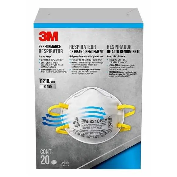 3M N95 Disposable Paint‑Prep Cup Respirator – White, One‑Size, 20‑Count Pack