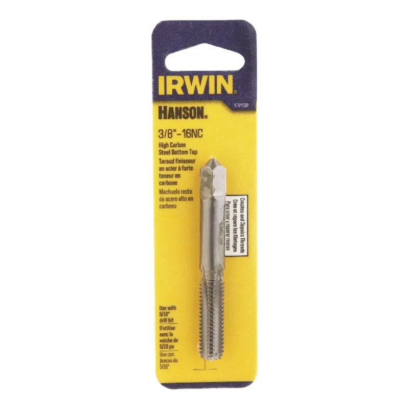 Hanson High Carbon Steel Sae Bottom Tap 3/8 In.-16nc 1 Pc For Precision Threading
