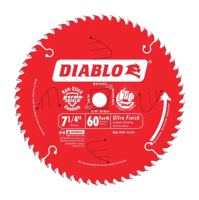 Diablo 7-1/4 In. D X 5/8 In. TiCo Hi-Density Carbide Finishing Saw Blade 60 Teeth 1 Pk