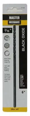 3/16 X 6 In. High-Speed Black Oxide Drill Bit