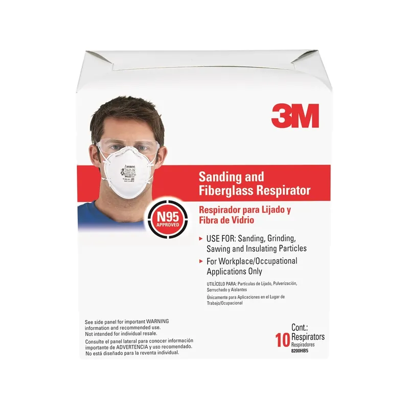 3M N95 Sanding And Fiberglass Respirator White 10 Pc