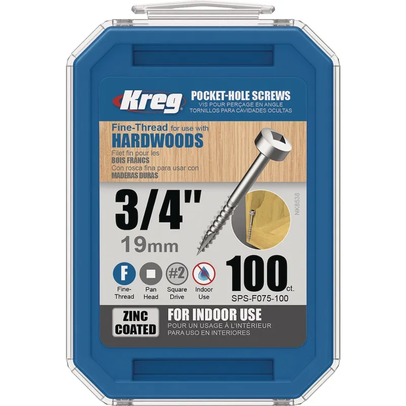 Kreg No. 6 X 3/4 In. L Square Zinc-Plated Fine Pocket-Hole Screw 100 Pk