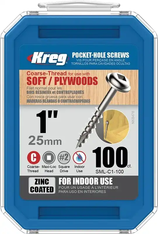 Kreg No. 8 X 1 In. L Square Zinc-Plated Coarse Pocket-Hole Screw 100 Pk