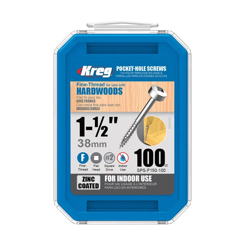 Kreg No. 8 X 1-1/2 In. L Square Zinc-Plated Fine Pocket-Hole Screw 100 Pk