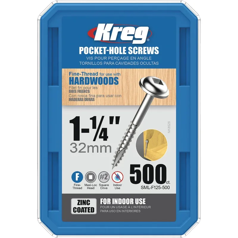 Kreg No. 7 X 1-1/4 In. L Square Zinc-Plated Fine Pocket-Hole Screw 500 Pk