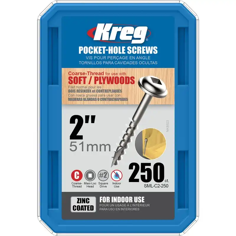 Kreg No. 8 X 2 In. L Square Zinc-Plated Coarse Pocket-Hole Screw 250 Pk