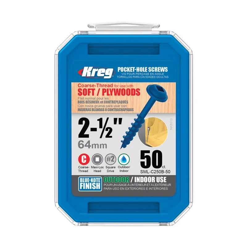 Kreg No. 8 X 2-1/2 In. L Square Blue-Kote Coarse Pocket-Hole Screw 50 Pk