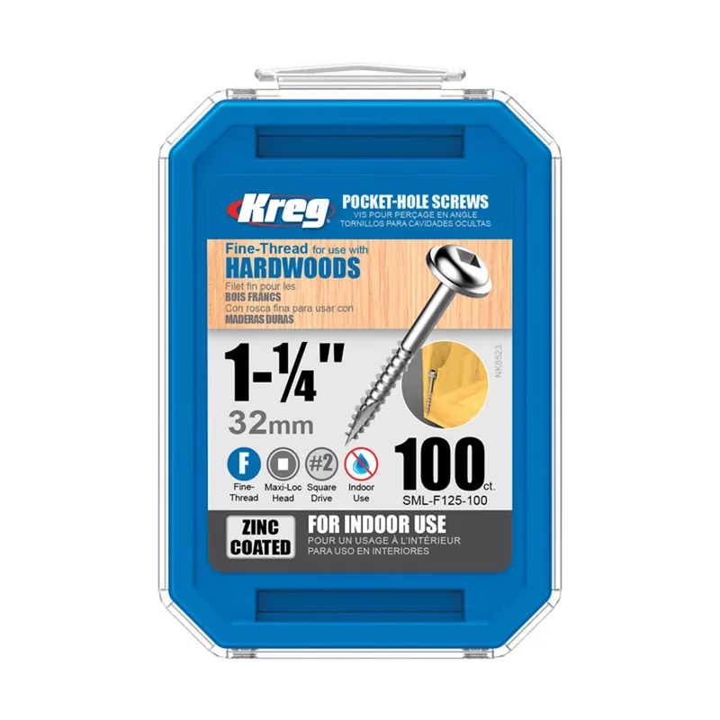 Kreg No. 7 X 1-1/4 In. L Square Zinc-Plated Fine Pocket-Hole Screw 100 Pk