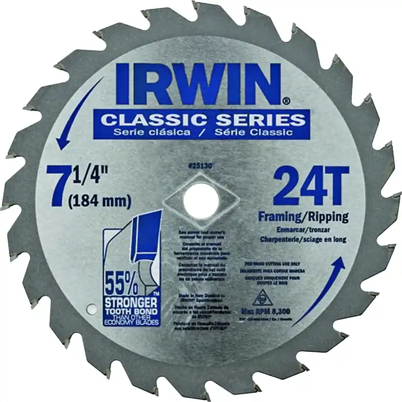 Irwin 7-1/4 In. D X 5/8 In. Classic Carbide Circular Saw Blade 24 Teeth 1 Pk