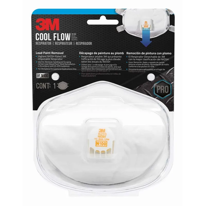 N100 Lead Paint Removal Respirator Valved White Model 8233pa1-a-ps