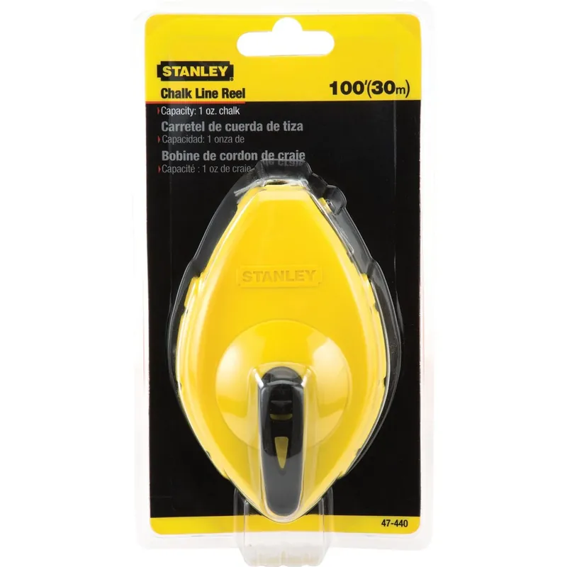 100 Ft. Chalk Line Reel With High Impact Abs Case And Stainless Steel Hook