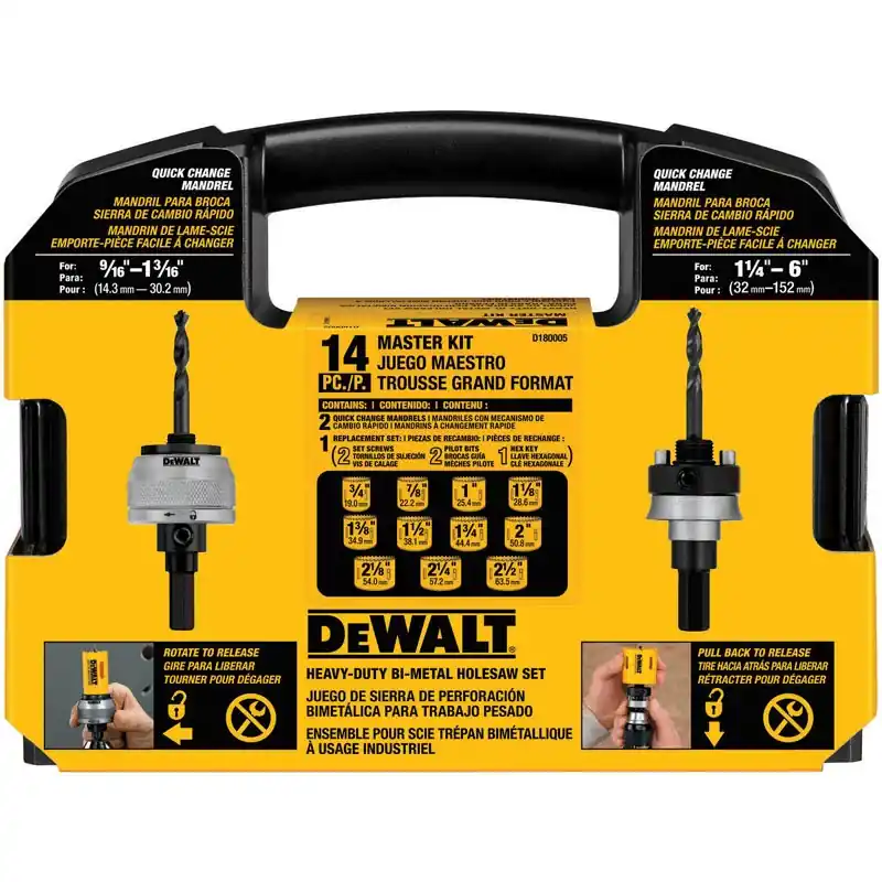 D180005 14-piece Master Bi-metal Hole Saw Kit With Quick-change Mandrels