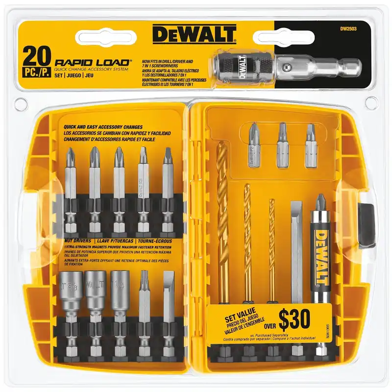 Rapid Load Steel Drill Bit Set 20 Piece Hex Shank With Toughcase
