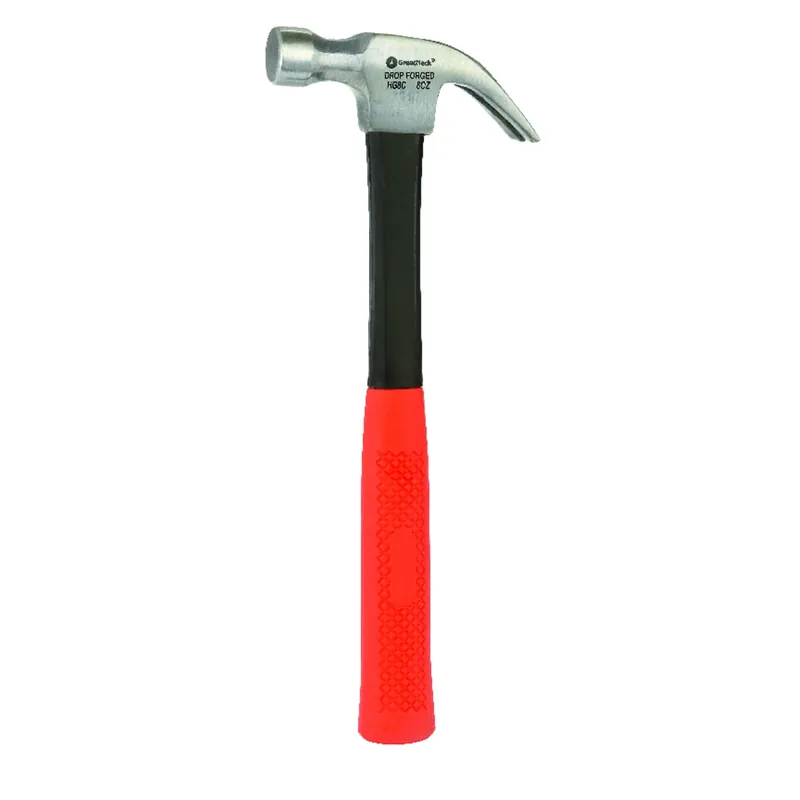 8 Oz Milled Face Curved Claw Hammer With Fiberglass Handle - Model Hg8c