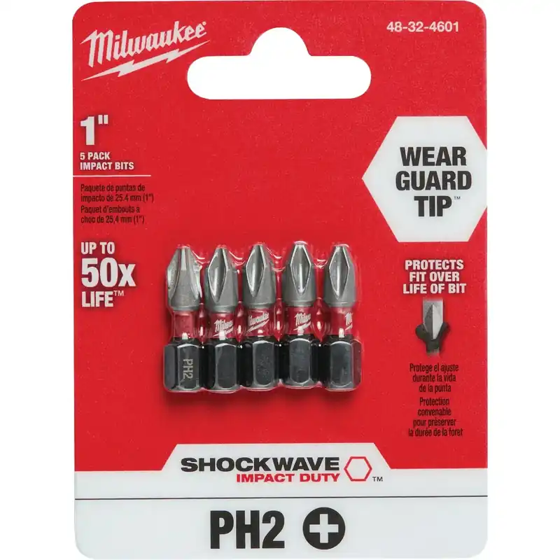 Milwaukee Shockwave Phillips 2 X 1 In. L Screwdriver Bit Steel 5 Pk