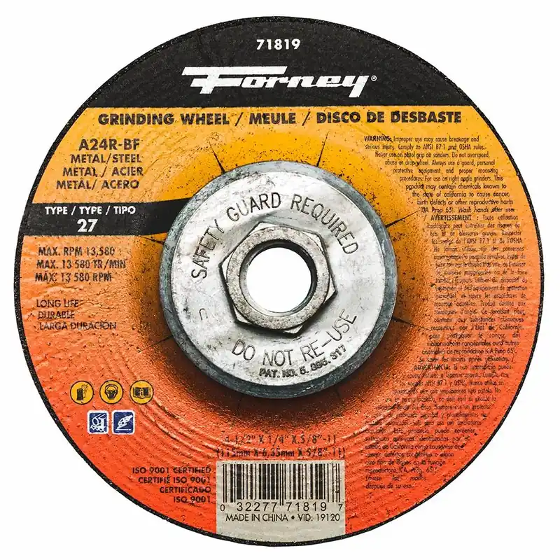 Grinding Wheel, Type 27, 4.5 X .25-In.