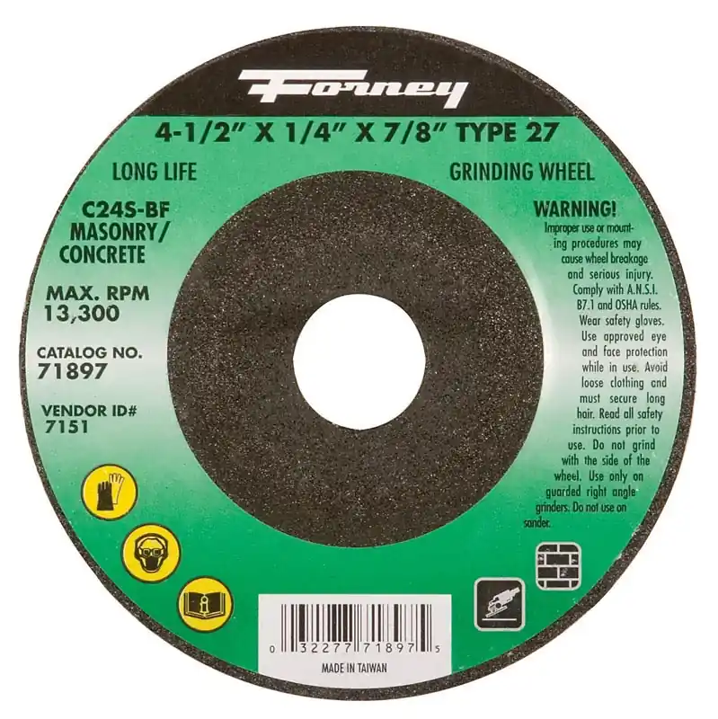 Masonry Grinding Wheel, Type 27, 4.5 X .25-In.
