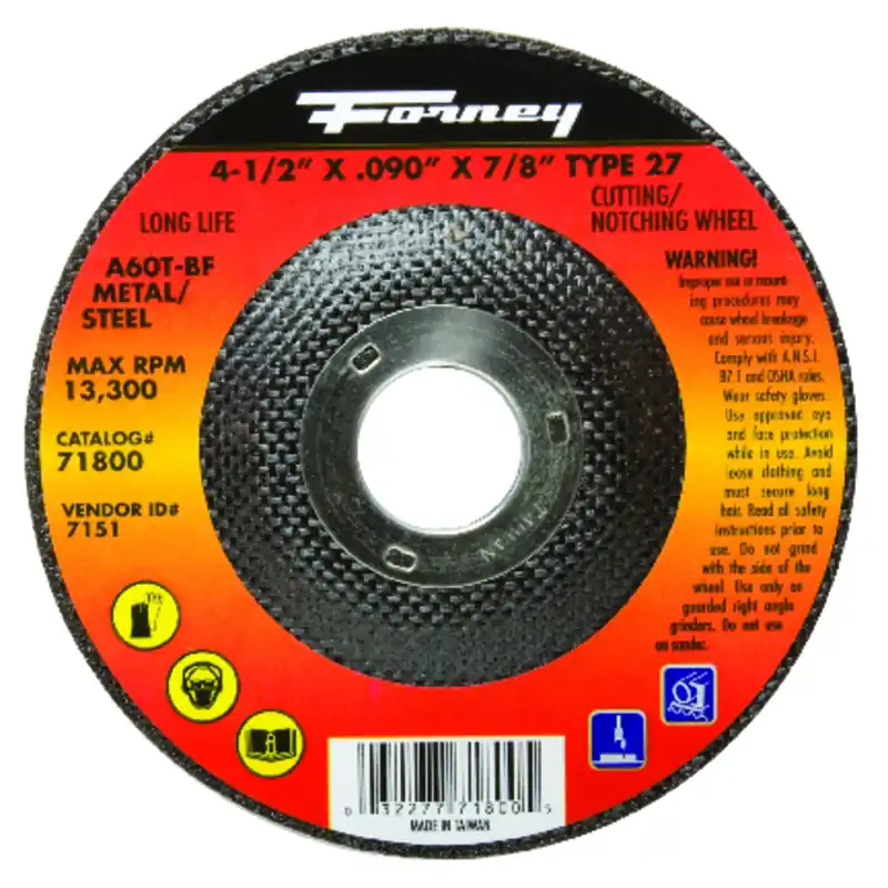 Cutting Wheel, Type 27, 4.5 X .090-In.