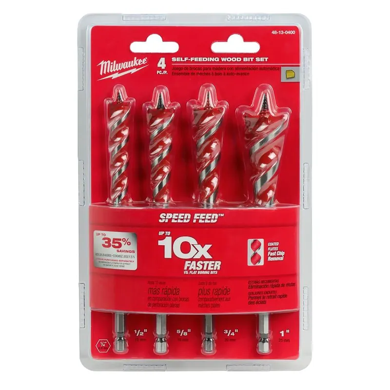 4-Pc. Speed Feed Wood Drill Bit Set, 6 In.