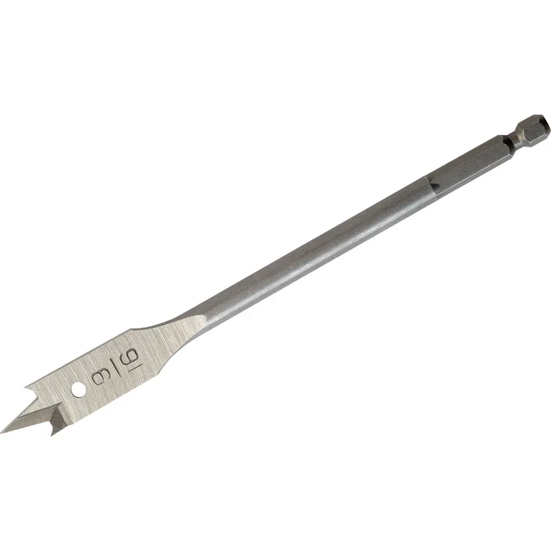 9/16 In. X 6 In. Heat-treated Steel Flat Boring Bit With Quick-change Hex Shank