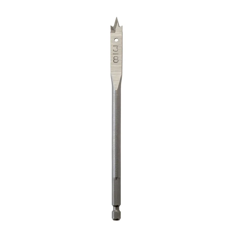3/8 In. X 6 In. Heat-treated Steel Flat Boring Bit With Quick-change Hex Shank