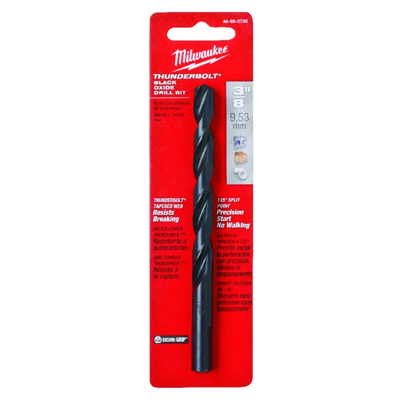 Thunderbolt Black Oxide Drill Bit, 3/8 In.
