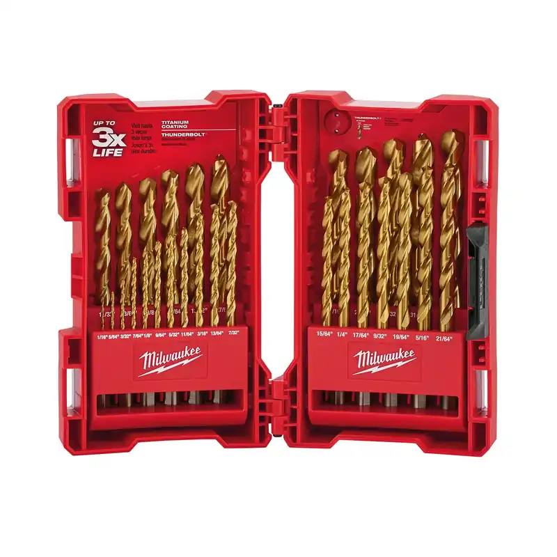 Thunderbolt 29-piece Titanium Drill Bit Set, 1/16 In. To 1/2 In.