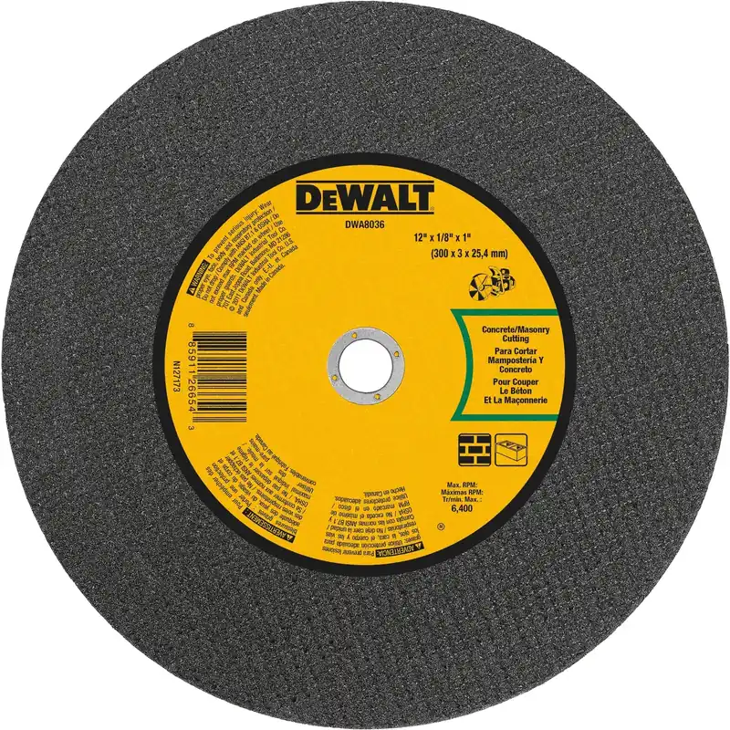 12 In. Diameter X 1 In. Arbor Aluminum Oxide Masonry Cut-off Wheel