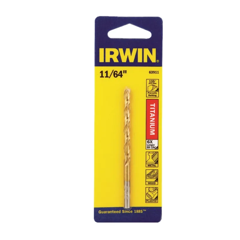 Titanium Drill Bit, Jobber Length, 11/64 In.