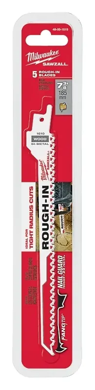 Milwaukee Rough-In 7-3/8 In. Bi-Metal Through-hole Cutter Reciprocating Saw Blade 5 TPI 5 Pk