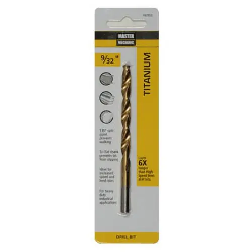 9/32 X 4-1/4 In. High-Speed Steel Drill Bit, Titanium Nitride Coated