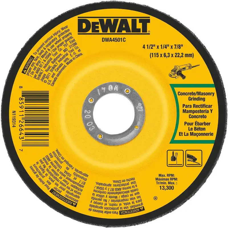 Concrete/Masonry Grinding Wheel, 1/4 X 7/8 X 4-1/2 In.