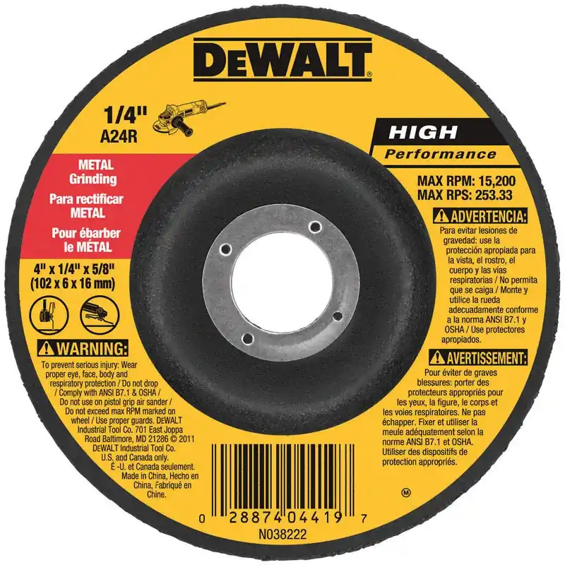 4 In. Diameter X 1/4 In. Thick X 5/8 In. Arbor Grinding Wheel Dwa4500