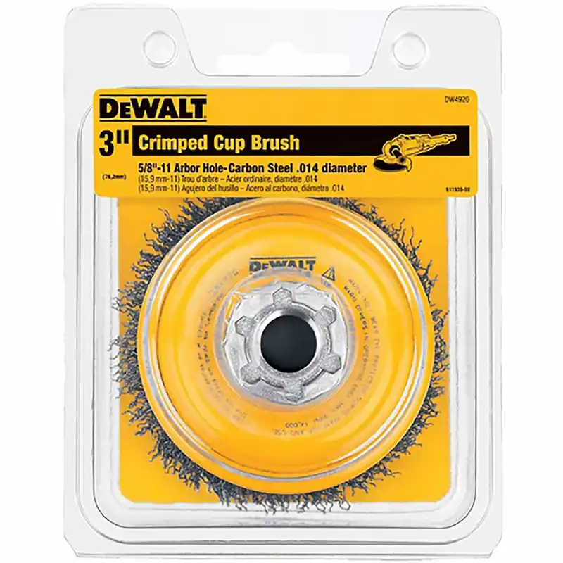 DeWalt 3 In. D X 5/8-11 In. Crimped Carbon Steel Cup Brush 14000 Rpm 1 Pk