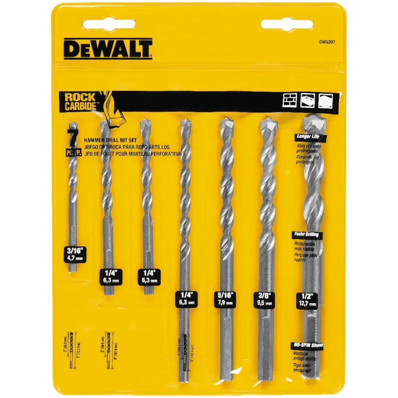 7-Pc. Percussion Masonry Drill Bit Set